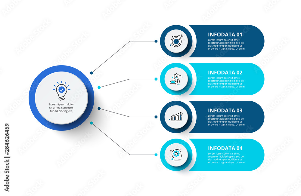 Four circles infographic elements. Business template for presentation. Vector flowchart concept with 4 options or steps. - obrazy, fototapety, plakaty 