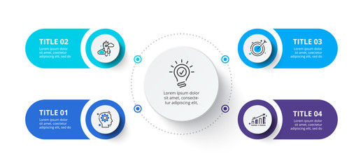 Four circles infographic elements. Business template for presentation. Vector flowchart concept with 4 options or steps.