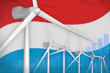 Luxembourg wind energy power digital graph concept - green natural energy industrial illustration. 3D Illustration