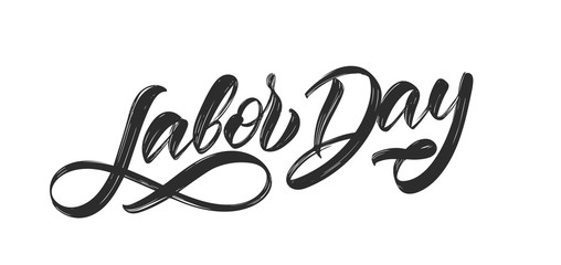 Wall Mural - Handwritten textured brush type lettering of Labor Day isolated on white background