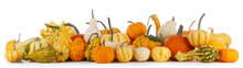 Assortiment Of Pumpkins On White