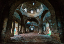 Old Orthodox Church Ruins. Abandoned Religionic Building