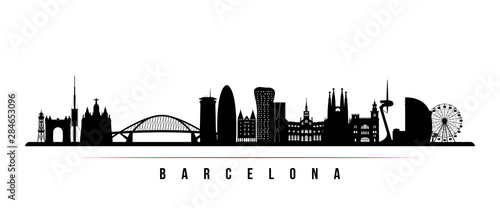 Barcelona City skyline horizontal banner Wallpaper Mural
