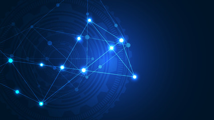 Global network connection. Abstract geometric background with connecting dots and lines. Digital technology and communication concept.