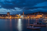 Fototapeta Paryż - Neighbourhood Oneglia by night - old harbor of the city of Imperia, Region of Liguria, Italy