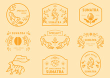 Sumatra Coffee Logo Badge With Tiger