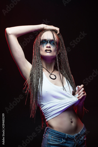 Emotional Photo Of A Beautiful Young Slim Girl With Creative Make