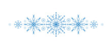 Christmas Garland Of Snowflakes On A White Background. Blue Snowflakes In A Traditional Style. Vector Image.