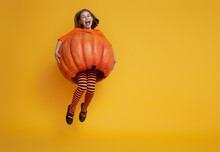 Little Girl In Pumpkin Costume