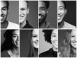 © Djomas - Group of beautiful people in a row in front of a dark background