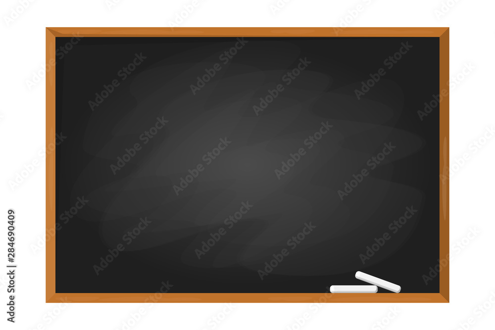 Black school chalkboard in the frame. Blank clasroom - obrazy, fototapety, plakaty 