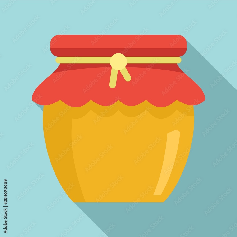 Honey jar icon. Flat illustration of honey jar vector icon for web ...