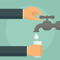 Canvas Print - Faucet concept banner. Flat illustration of faucet vector concept banner for web design