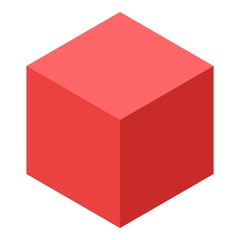 red cube icon. isometric of red cube vector icon for web design isolated on white background