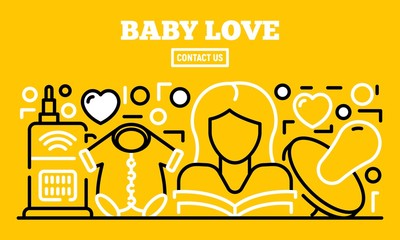 Canvas Print - Baby love banner. Outline illustration of baby love vector banner for web design