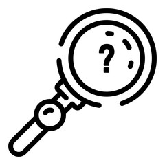 Wall Mural - Quest question magnify glass icon. Outline quest question magnify glass vector icon for web design isolated on white background