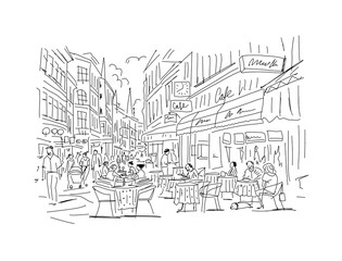Poster - Old european street, sketch for your design