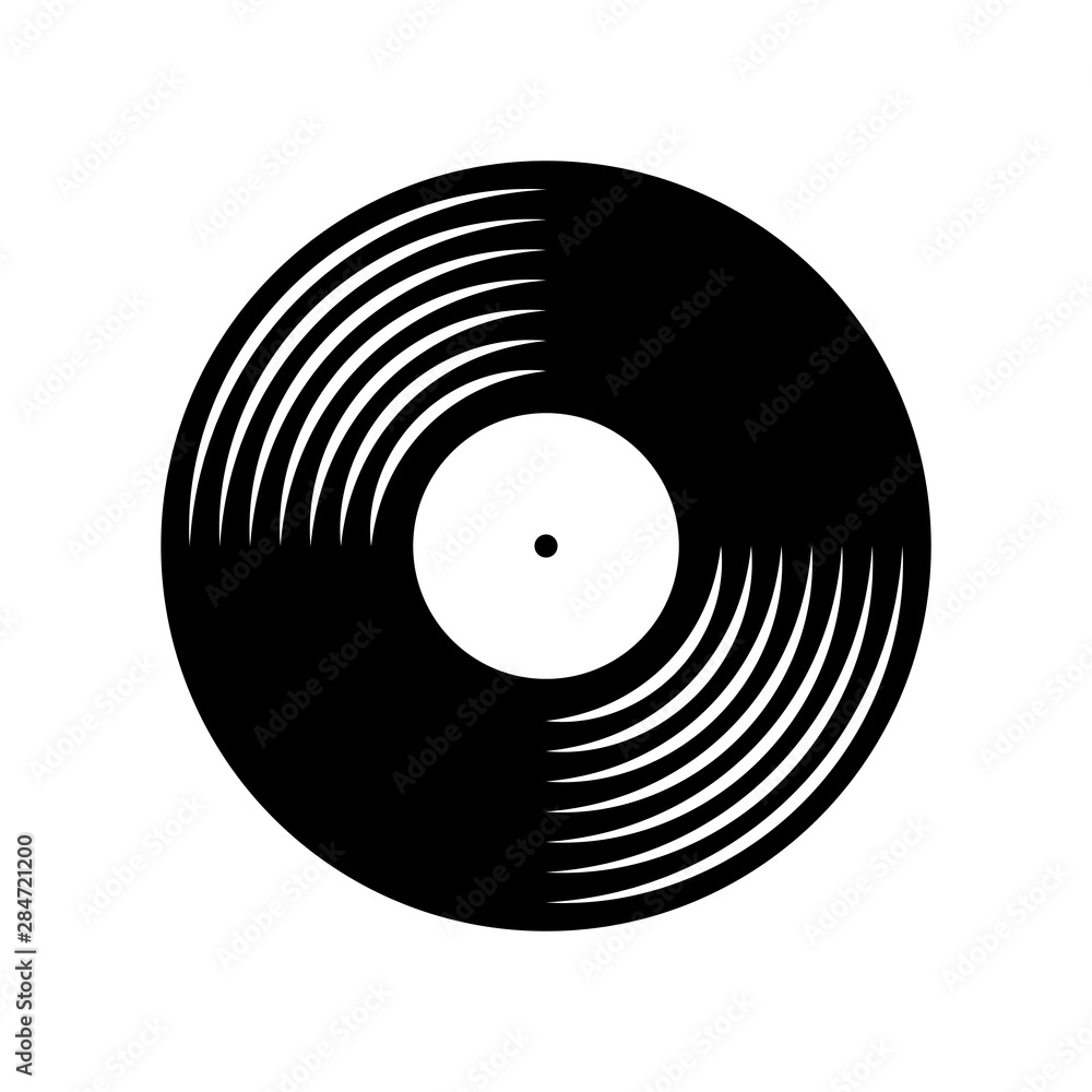 Vinyl plate disc isolated on white background. Music retro icon. - obrazy, fototapety, plakaty 