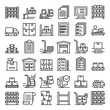 Inventory icons set. Outline set of inventory vector icons for web design isolated on white background