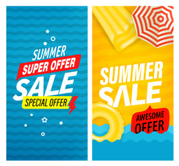 Summer super sale vector banners set