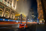Fototapeta Nowy Jork - Fifth Avenue at night with light trail in New York City