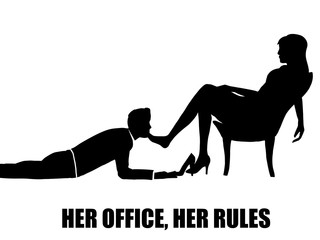 Poster - powerful office lady dominates male macho man