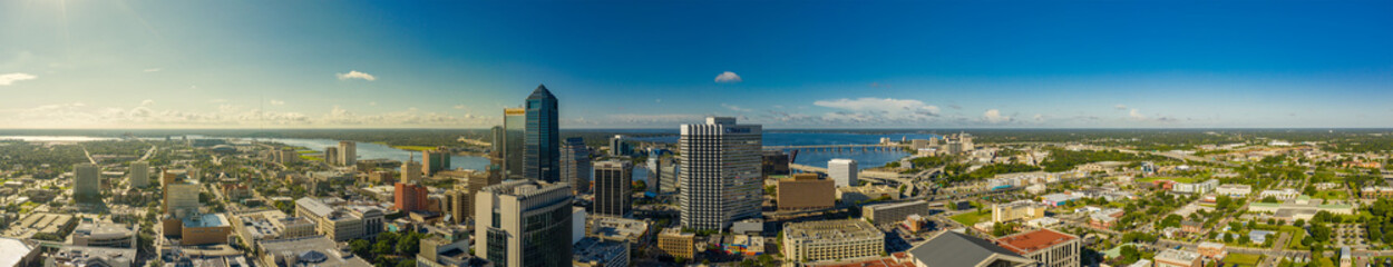Fototapete - Aerial panorama Downtown Jacksonville  Florida USA
