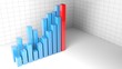 Bar chart blue and red - 3D rendering illustration