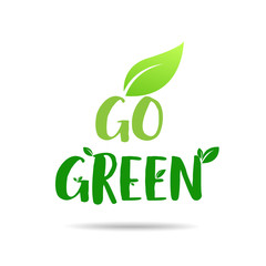 Poster - Go green Eco icon with leaves. Vector illustration