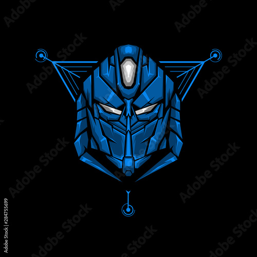 Robot Head Gaming Mascot Or Twitch Profile Robot Head E Sports Logo Design For Badge Or Apparel And T Shirt Modern And Futuristic Robot With Sacred Geometry Vector Illustration Stock Vector