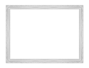 silver picture frame isolated on white background