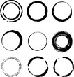 © YUKI　MURATA - Illustration of hand-drawn black brushstroke circle set