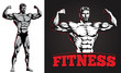 Male Bodybuilder Full Body Illustration Logo