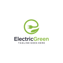 Illustration Abstract Leaf And Letter E Is Formed From Leaves And Electric Plugs Logo Design