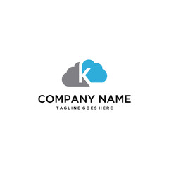 Illustration abstract Negative space of the letter K in a cloud logo design