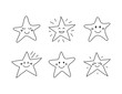 © Minur - Set of doodle star happy icons.