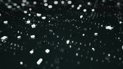 Wall Mural - abstract geometric shapes and numbers. random glowing symbols and big data. science fiction or infor