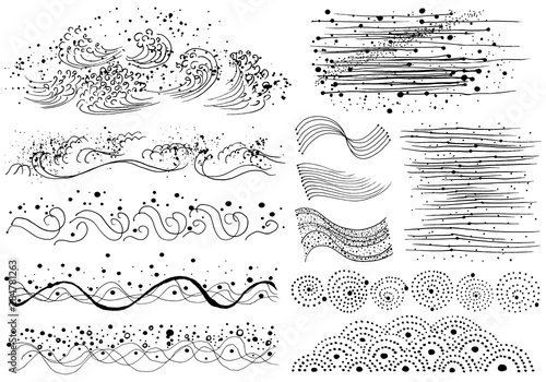 和波 和風波 手書き 毛筆イラスト Stock ベクター Adobe Stock