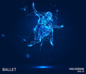 Wall Mural - hologram ballet. ballerina of polygons, triangles of points and lines. ballet is a low-poly connecti