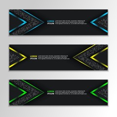Wall Mural - Black Background Banner with Glowing neon template, modern design