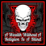 Fototapeta Sawanna - head skull and vector quote about a wealth without a religion is a blind