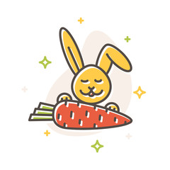 Wall Mural - Easter bunny carrot filled outline vector icon