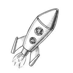 Wall Mural - space exploring launch rocket monochrome vector. flying astronautic transport rocket for explore cos