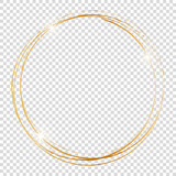 Fototapeta  - gold round frame on transparent background