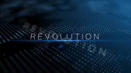 Wall Mural - revolution modern intro text 3d animation with lens flare and depth of field focus blur