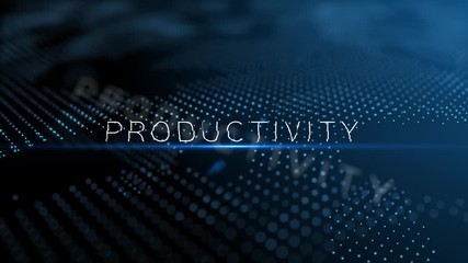 Wall Mural - productivity modern intro text 3d animation with lens flare and depth of field focus blur
