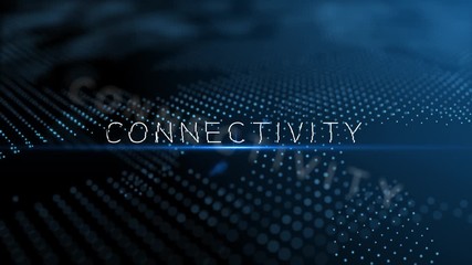 Wall Mural - connectivity modern intro text 3d animation with lens flare and depth of field focus blur