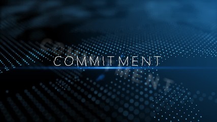 Wall Mural - commitment modern intro text 3d animation with lens flare and depth of field focus blur