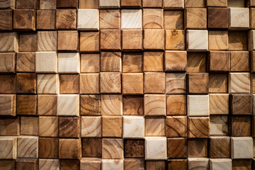 Wooden square blocks wall texture background