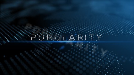 Wall Mural - popularity modern intro text 3d animation with lens flare and depth of field focus blur